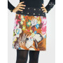 jupe florale multicolore coupe droite ceinture noire boutonnée