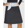 jupe wrap en jean noir avec poche taille boutonnée pour femme