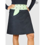 jupe rétro en jean noir avec poche motif vert, jupe trapèze, jupe portefeuille évasée, taille unique