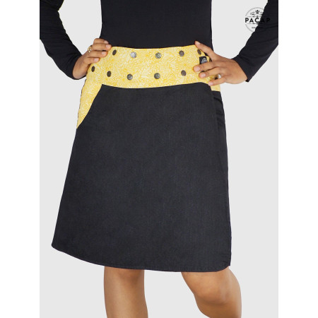 jupe longue jean noir femme