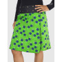 jupe grande taille longue verte a pois bleue, jupe trapèze, wrap, asymetrique, portefeuille vert pomme