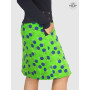 jupe grande femme longue verte a poche, imprimé pois bleu, ceinture jean boutonnée femme plus