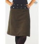 jupe longue marron a pois noir, jupe droite, jupe genoux en velours, jupe bouton-pression, jupe fendue, jupe évasée marron