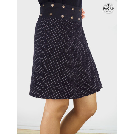 jupe noire velours noir réversible imprimé micro motif