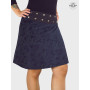 jupe velours bleu pour femme motif cachemire, velours dévorée, jupe paisley, jupe réversible