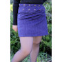 mini jupe patineuse imprimé en velours bleue coupe portefeuille droite  boutonnée automne hiver collant taille Haute