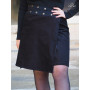 Jupe Noire en Velours Cotelé pour Femme Ceinture Bande Noire Boutonnée