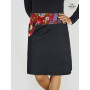 Jupe longue Droite en Jean noir Réversible Coton Rouge à Fleurs - KABOSU