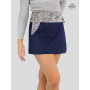 jupe courte rayée taille haute en jean bleu avec poche pour femme