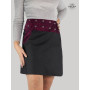 jupe fendue jean noir à poche motif pois rouge pour femme