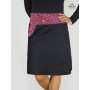 Jupe longue noire wrap en jean pour femme motif hippie rose géometrique
