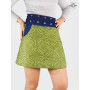 Jupe Asymétrique Jean Femme Coupe Evasée Imprimé pois vert ceinture a bouton coupe évasée jupe trapèze portefeuille
