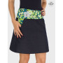 jupe évasée jean noir, jupe jean poche secrète, jupe réversible, jupe liberty verte femme, jupe verte à fleurs