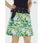 jupe verte motif floral, jupe liberty femme, jupe champetre, jupe boutonnée, jupe portefeuille réversible