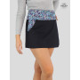 mini jupe courte en jean noir avec poche motif liberty bleu
