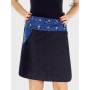 jupe jean noir poche cavaliere coupe évasée pour femme taille unique ceinture imprimé ethnique