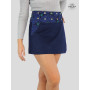 mini jupe en jean bleu avec poche motif ethnique imprimé celtique bleu