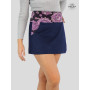 mini jupe jean bleu mandala violet mauve à poche pour femme