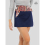 jupe courte en jean bleu motif tao indou mandala africain tao nepal amerindien