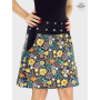 jupe liberty noire a fleurs multicolore avec poche