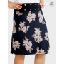 jupe bleue rayonne a fleurs à roses pour femme, jupe fluide viscose