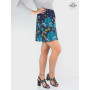 jupe poche a fleurs bleu, jupe portefeuille, jupe boutonnée, jupe taille haute, jupe élégante, jupe été, taille unique