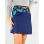 jupe droite en jean bleu ceinture a fleurs