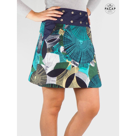 jupe bohème a poche mode alternative femme taille haute boutonnée