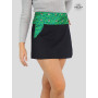 mini jupe bohème verte en jean noir, jupe wrap à poche