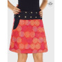 jupe aborigène rouge, jupe à pois rouge et rose, jupe rouge, jupe poche femme, jupe motif ikat, jupe été boutonnée