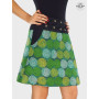 jupe aborigène verte motif ikat imprimé pois vert, jupe à poche coupe évasée, grossiste jupe ethnique femme