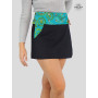 mini jupe portefeuille motif mandala vert en jean noir avec poche