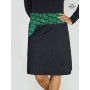 jupe longue droite en jean noir ceinture boutonnée imprimé ethnique vert pour femme