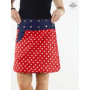 jupe pin up rouge à pois blanc, jupe rouge, jupe réversible, jupe rétro vintage femme, jupe rouge fendue