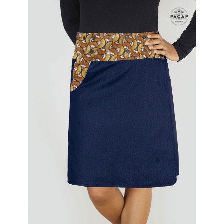 jupe marron, jupe femme, jupe boutonnée, jupe été, jupe réversible