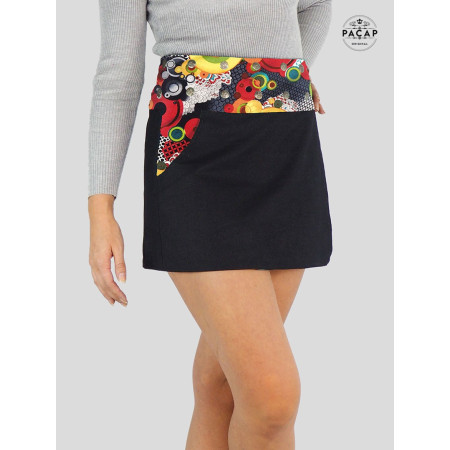 Jupe Colorée en Jeans avec Poches Boutonnée - PACAP