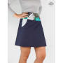 jupe portefeuille grande taille en jean bleu avec poche coupe évasée