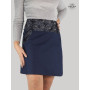 jupe femme ronde en jean bleu grande taille avec poche, motif ethnique mandala bleu foncé