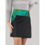jupe trapèze femme en jean grande taille avec poche imprimé mandala vert et bleu