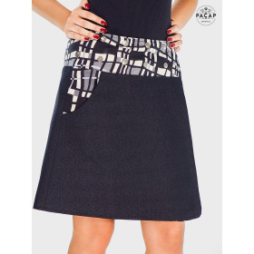Jupe Jean Grande Taille Boutonnée à Poches Taille Unique | Motif SKA