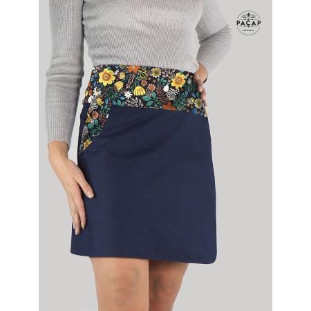 jupe jean grande taille, jupe boutonnée taille plus, jupe poche femme ronde