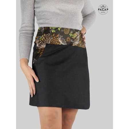 jupe boutonnée grande taille en jean avec poche