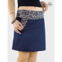 jupe denim taille gourmande, jupe imprimé vegetale, jupe wrap grande taille ceinture boutonnée