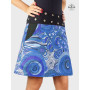 jupe en jean femme grande taille imprimée africain bleue fendue, jupe ethnique taille plus