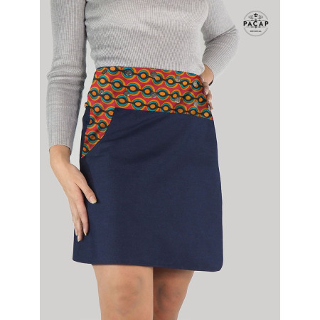 jupe grande taille rétro vintage pour femme ronde motif orange