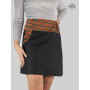 jupe ethnique grande taille en jean noir motif orange