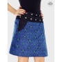jupe grande taille  motif mandala bleu ceinture bouton pression a poche femme ronde