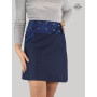 jupe genoux femme ronde en jean bleu taille plus
