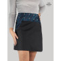 jupe trapèze grande taille en jean noir taille plus motif bleu japonais géometrique, jupe femme ronde