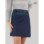 jupe trapèze grande taille en jean bleu taille plus motif bleu japonais géometrique, jupe femme ronde